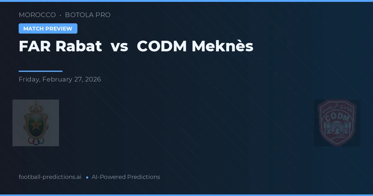 FAR Rabat vs CODM Meknès — pronostic și avancronică meci