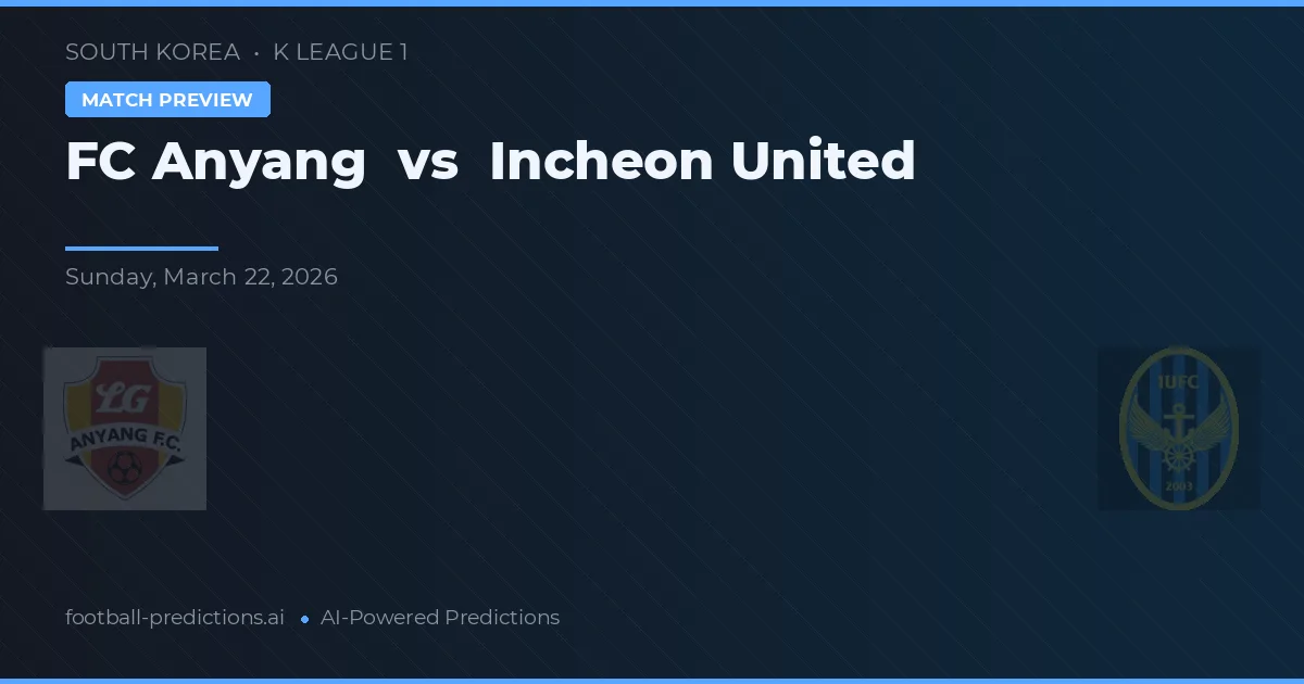 FC Anyang vs Incheon United — pronostic și avancronică meci