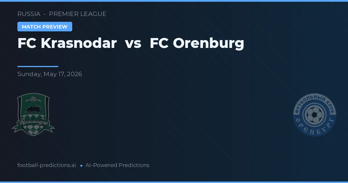 FC Krasnodar vs FC Orenburg — pronostic și avancronică meci