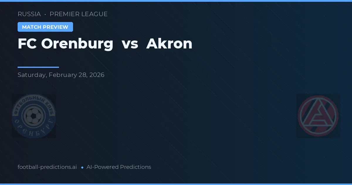 FC Orenburg vs Akron — pronostic și avancronică meci