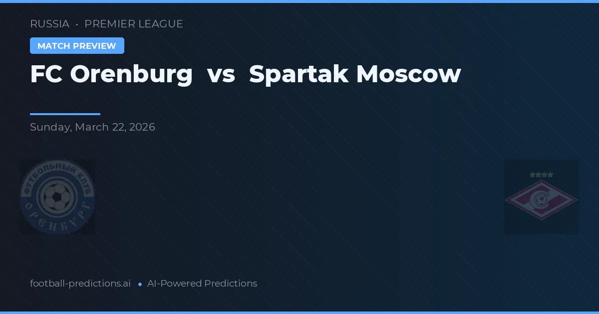 FC Orenburg vs Spartak Moscova — pronostic și avancronică meci