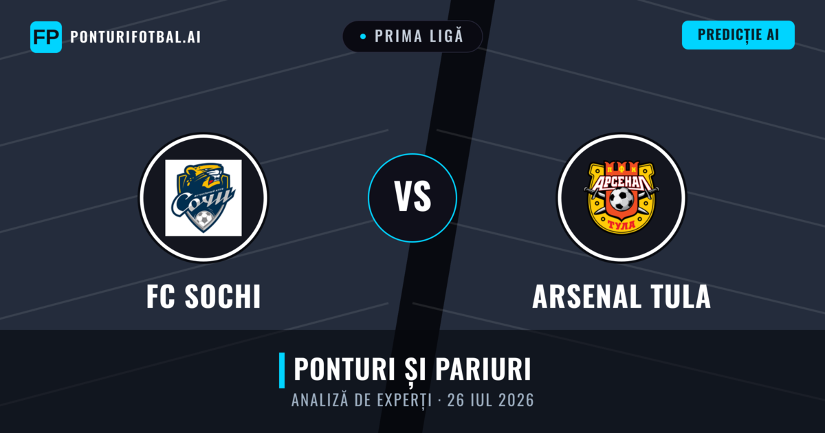 FC Sochi vs Arsenal Tula — pronostic și avancronică meci
