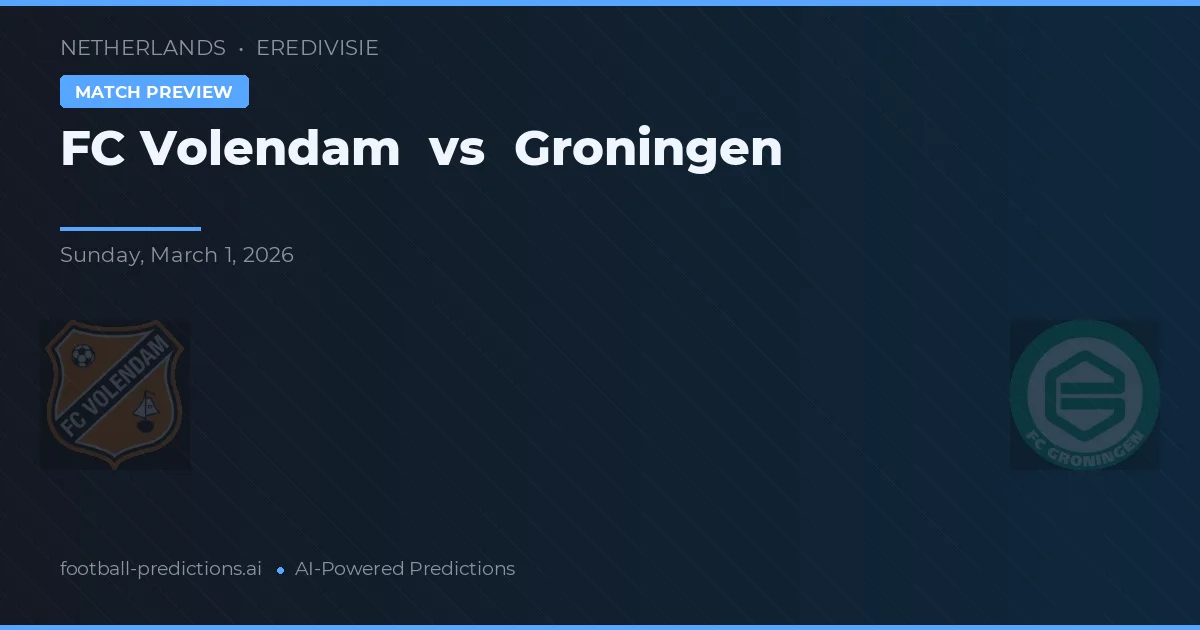 FC Volendam vs Groningen — pronostic și avancronică meci
