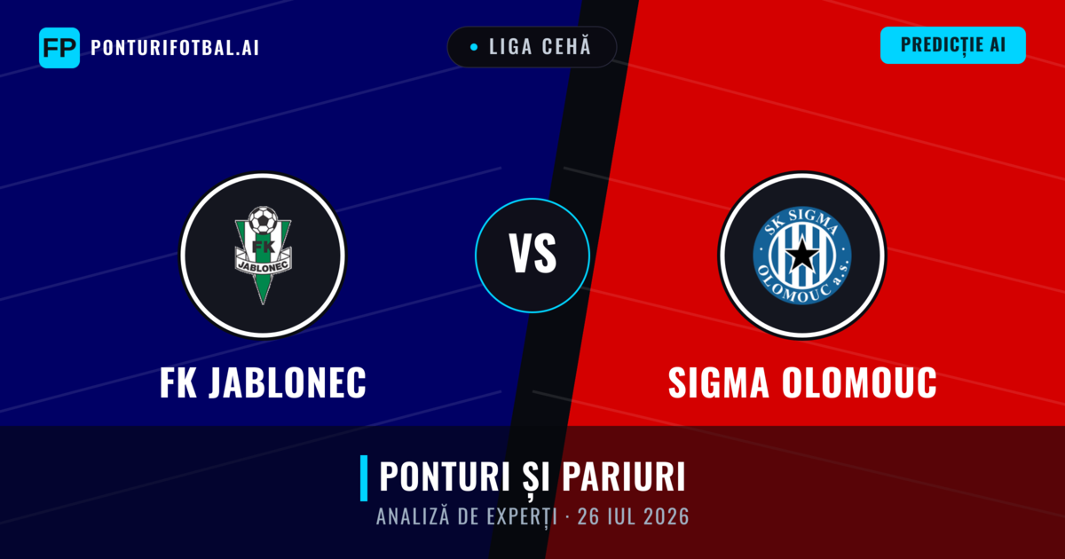 FK Jablonec vs Sigma Olomouc — pronostic și avancronică meci