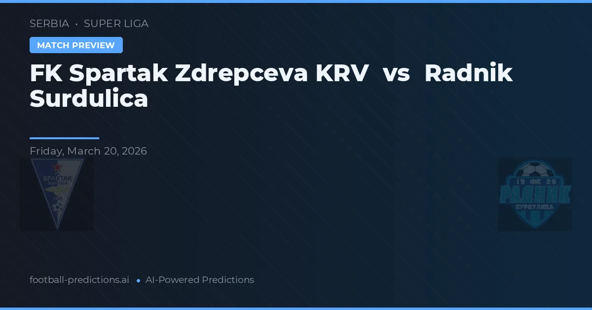 FK Spartak Zrenjanin vs Radnik Surdulica — pronostic și avancronică meci