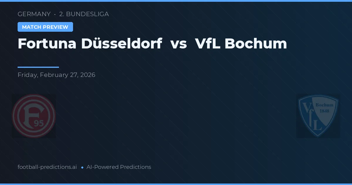 Fortuna Düsseldorf vs VfL Bochum — pronostic și avancronică meci