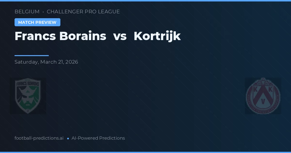 Francs Borains vs Kortrijk — pronostic și avancronică meci