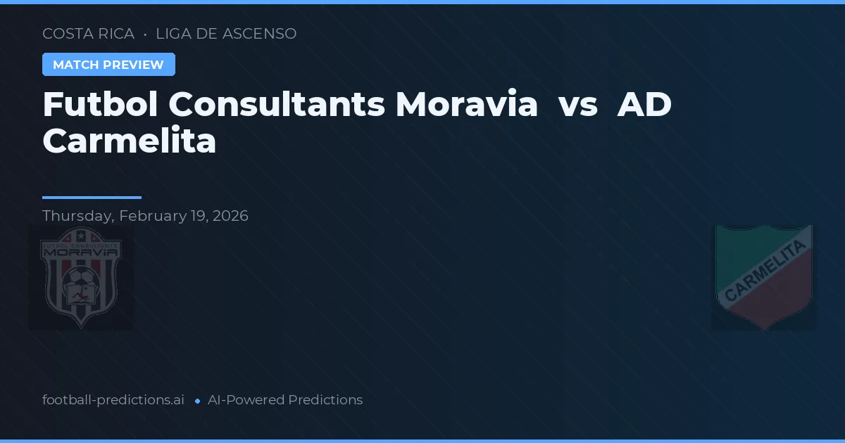 Consultanți Fotbal Moravia vs AD Carmelita — pronostic și avancronică meci