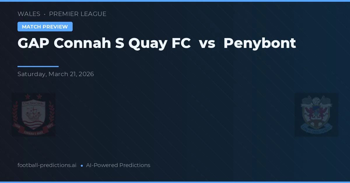 GAP Connah's Quay FC vs Penybont — pronostic și avancronică meci
