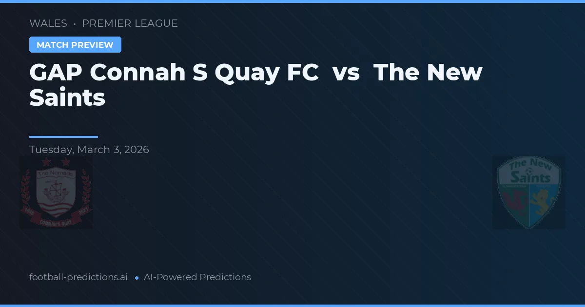 GAP Connah's Quay FC vs The New Saints — pronostic și avancronică meci