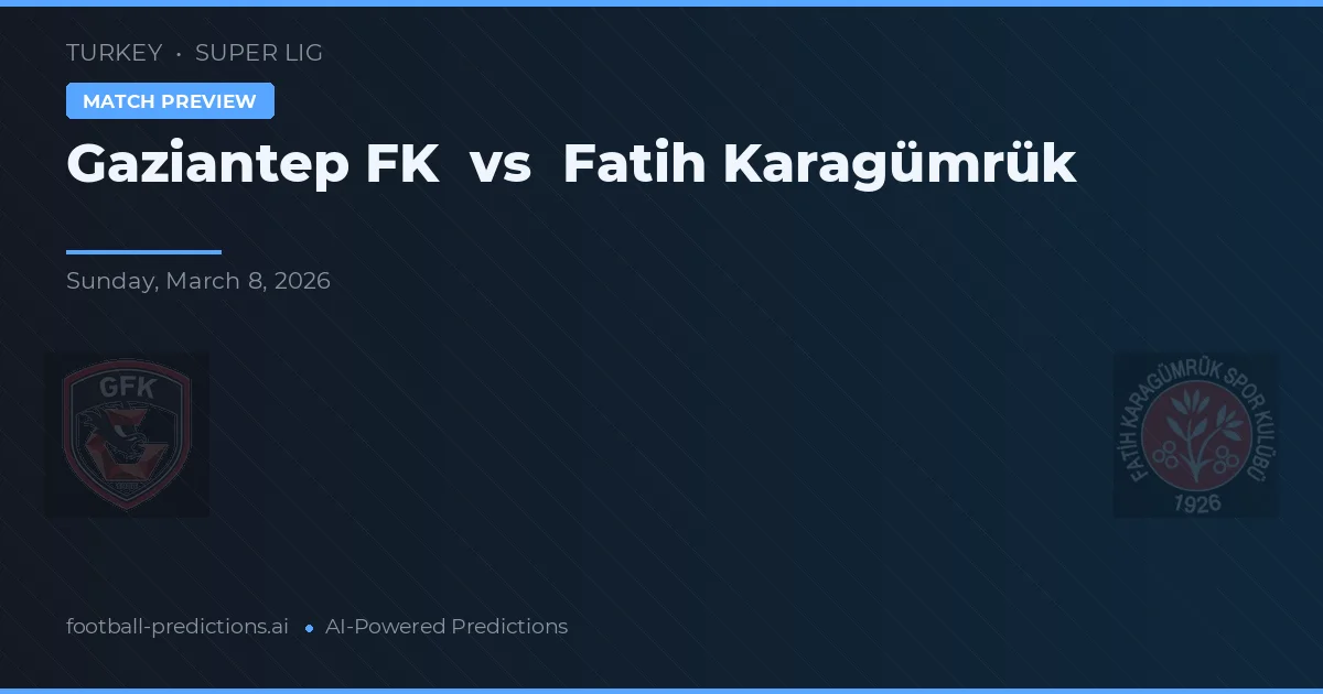 Gaziantep FK vs Fatih Karagümrük — pronostic și avancronică meci