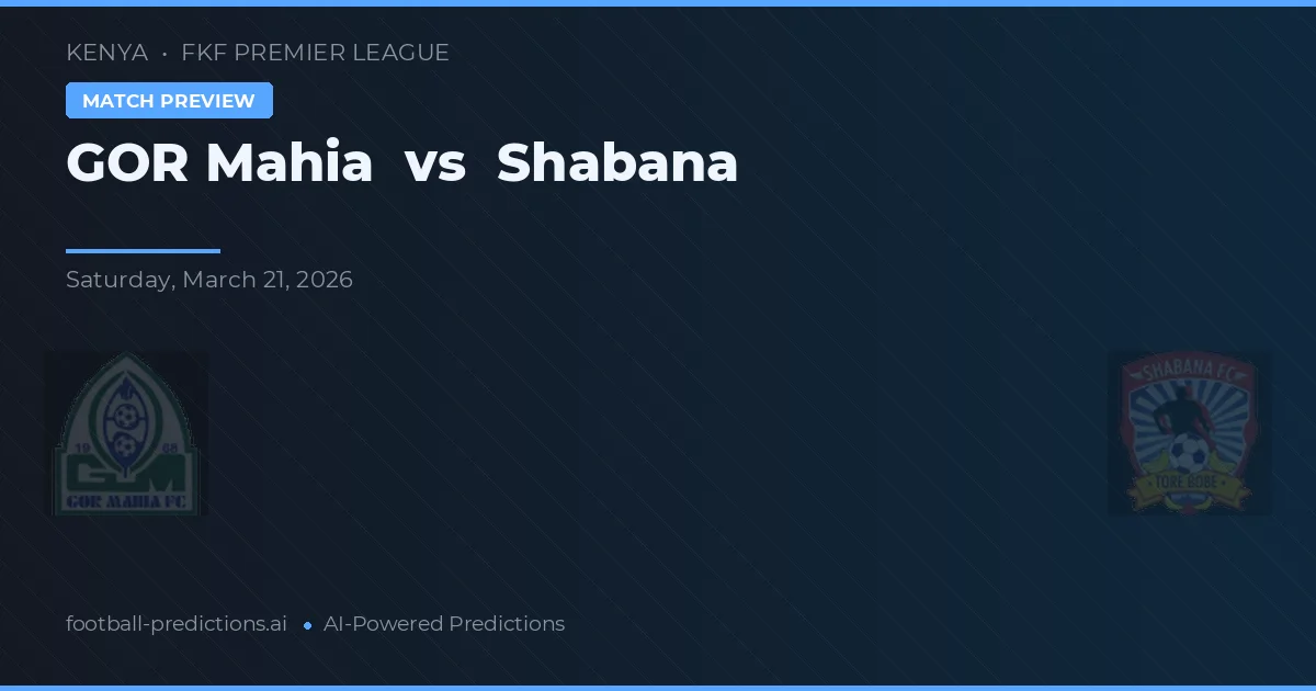 GOR Mahia vs Shabana — pronostic și avancronică meci