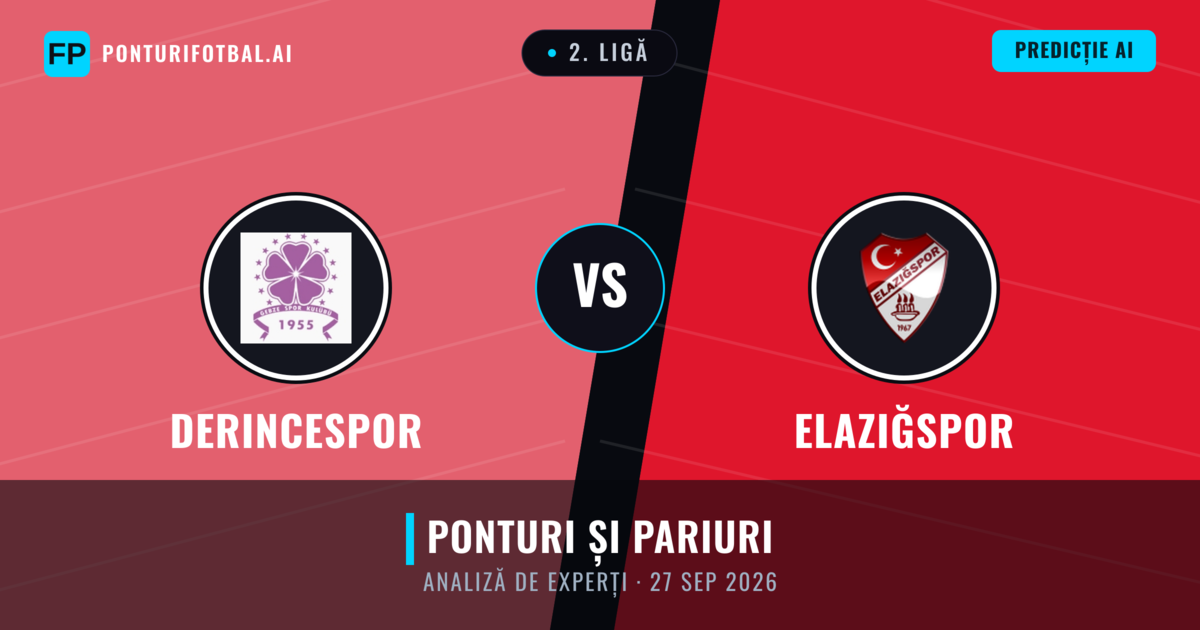 Derincespor vs Elazığspor — pronostic și avancronică meci