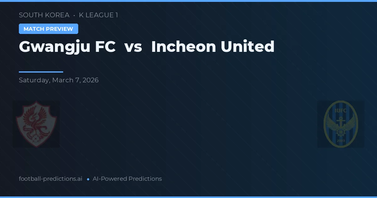 Gwangju FC vs Incheon United — pronostic și avancronică meci