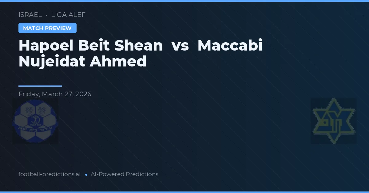 Hapoel Beit Shean vs Maccabi Nujeidat Ahmed — pronostic și avancronică meci