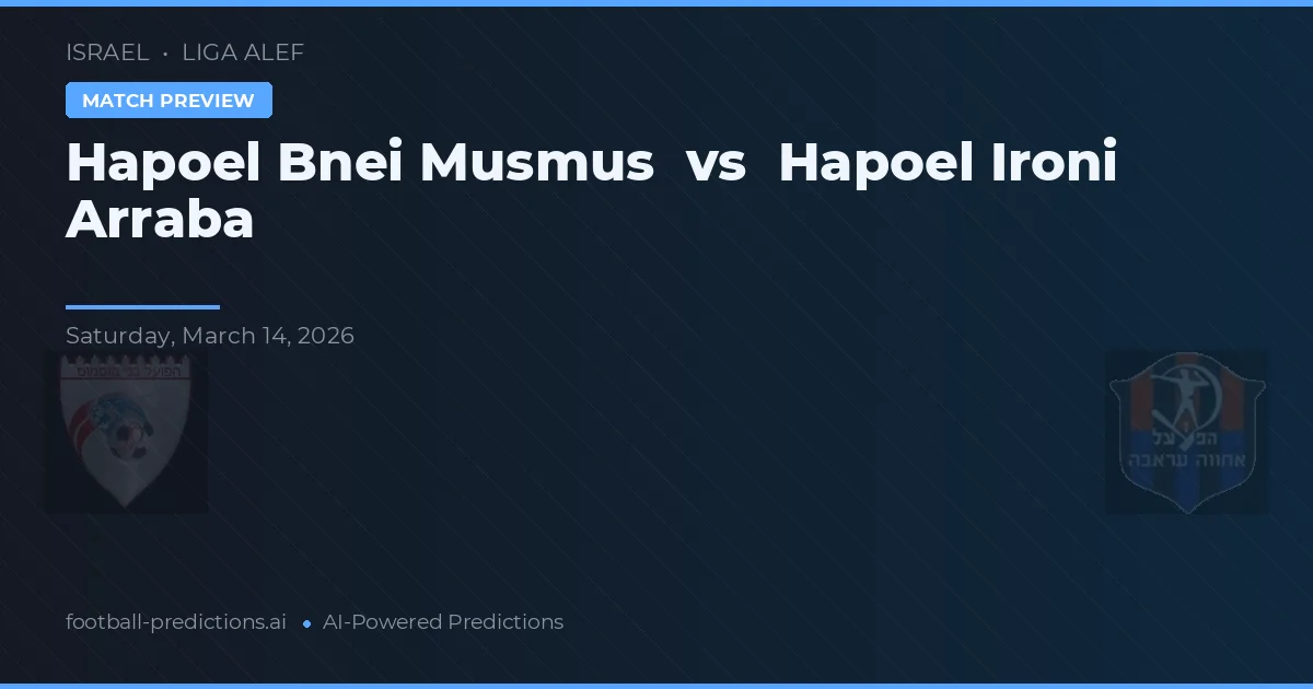 Hapoel Bnei Musmus vs Hapoel Ironi Arraba — pronostic și avancronică meci