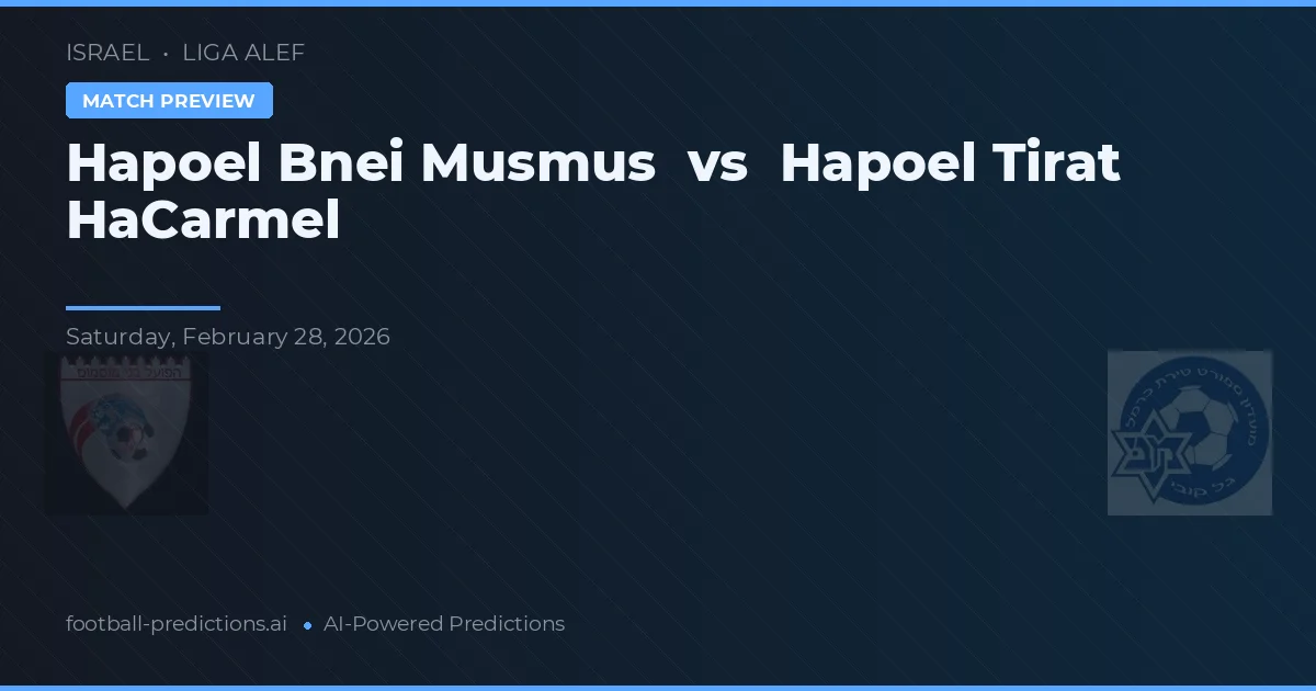 Hapoel Bnei Musmus vs Hapoel Tirat HaCarmel — pronostic și avancronică meci