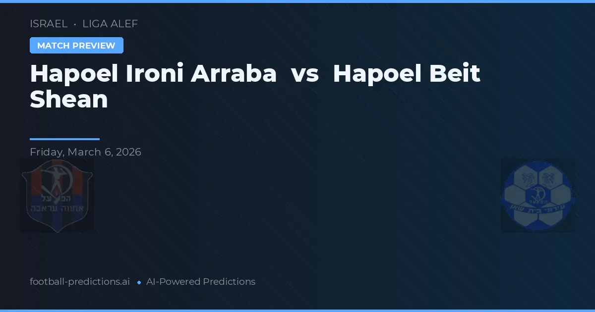 Hapoel Ironi Arraba vs Hapoel Beit Shean — pronostic și avancronică meci