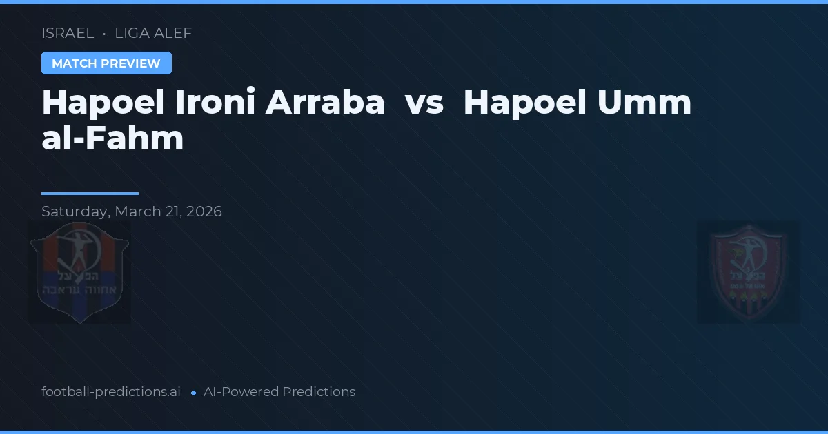 Hapoel Ironi Arraba vs Hapoel Umm al-Fahm — pronostic și avancronică meci