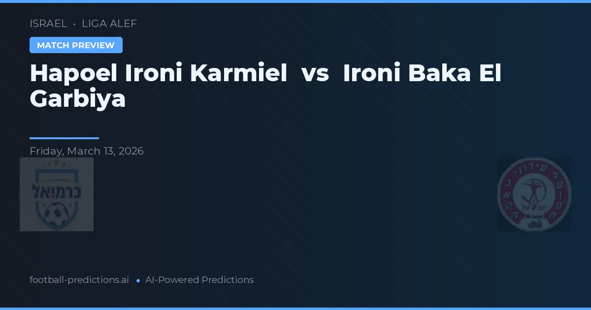 Hapoel Ironi Karmiel vs Ironi Baka El Garbiya — pronostic și avancronică meci