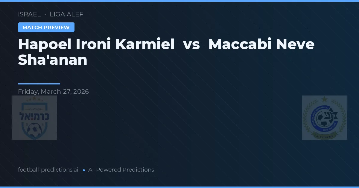 Hapoel Ironi Karmiel vs Maccabi Neve Sha'anan — pronostic și avancronică meci