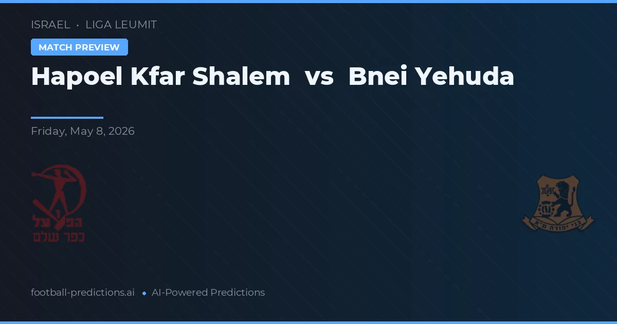 Hapoel Kfar Shalem vs Bnei Yehuda — pronostic și avancronică meci