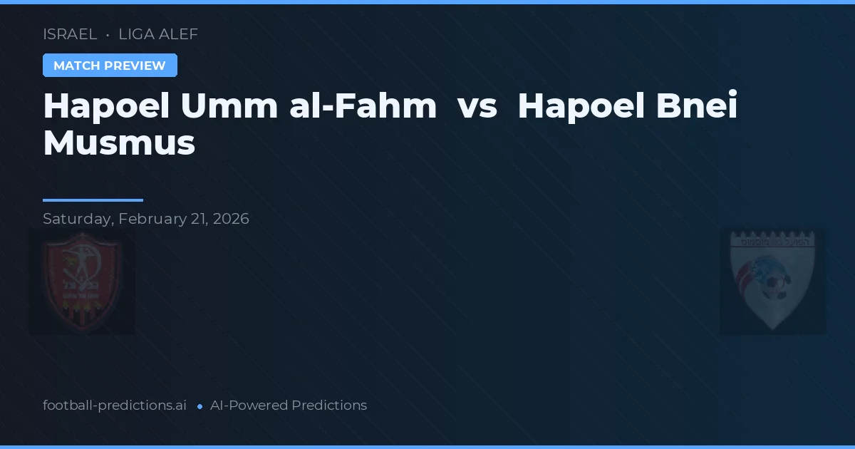 Hapoel Umm al-Fahm vs Hapoel Bnei Musmus — pronostic și avancronică meci