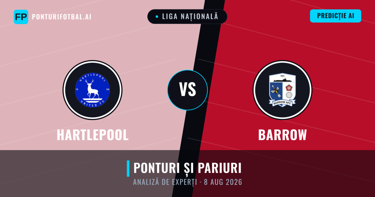 Hartlepool vs Barrow — pronostic și avancronică meci
