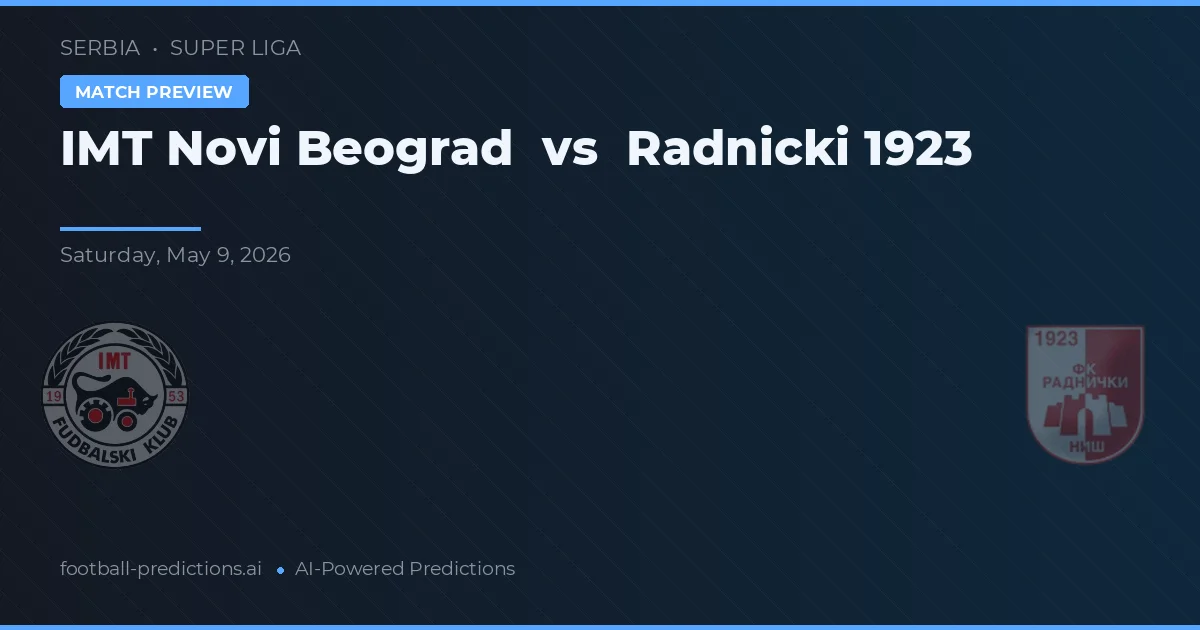 IMT Novi Beograd vs Radnički 1923 — pronostic și avancronică meci