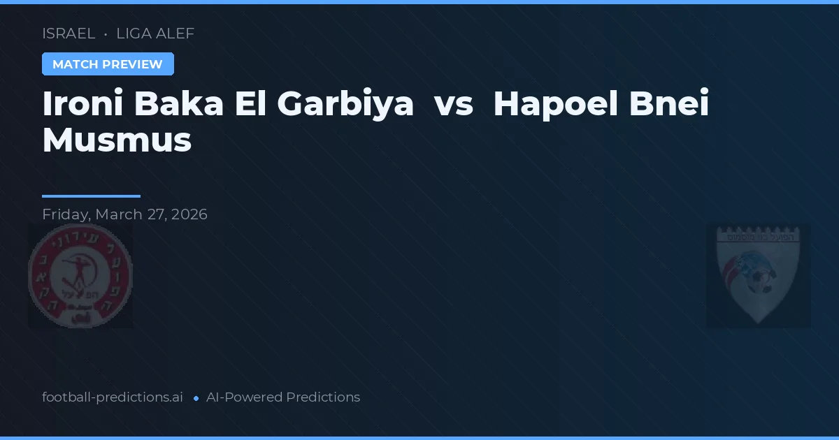 Ironi Baka El Garbiya vs Hapoel Bnei Musmus — pronostic și avancronică meci