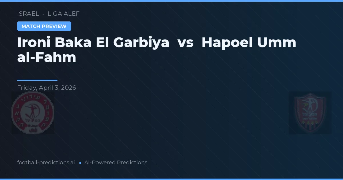 Ironi Baka El Garbiya vs Hapoel Umm al-Fahm — pronostic și avancronică meci