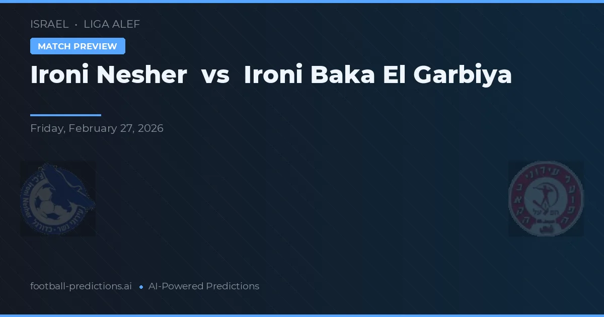 Ironi Nesher vs Ironi Baka El Garbiya — pronostic și avancronică meci