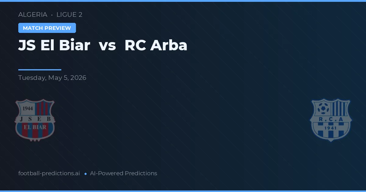 JS El Biar vs RC Arba — pronostic și avancronică meci