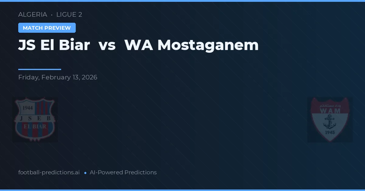 JS El Biar vs WA Mostaganem — pronostic și avancronică meci