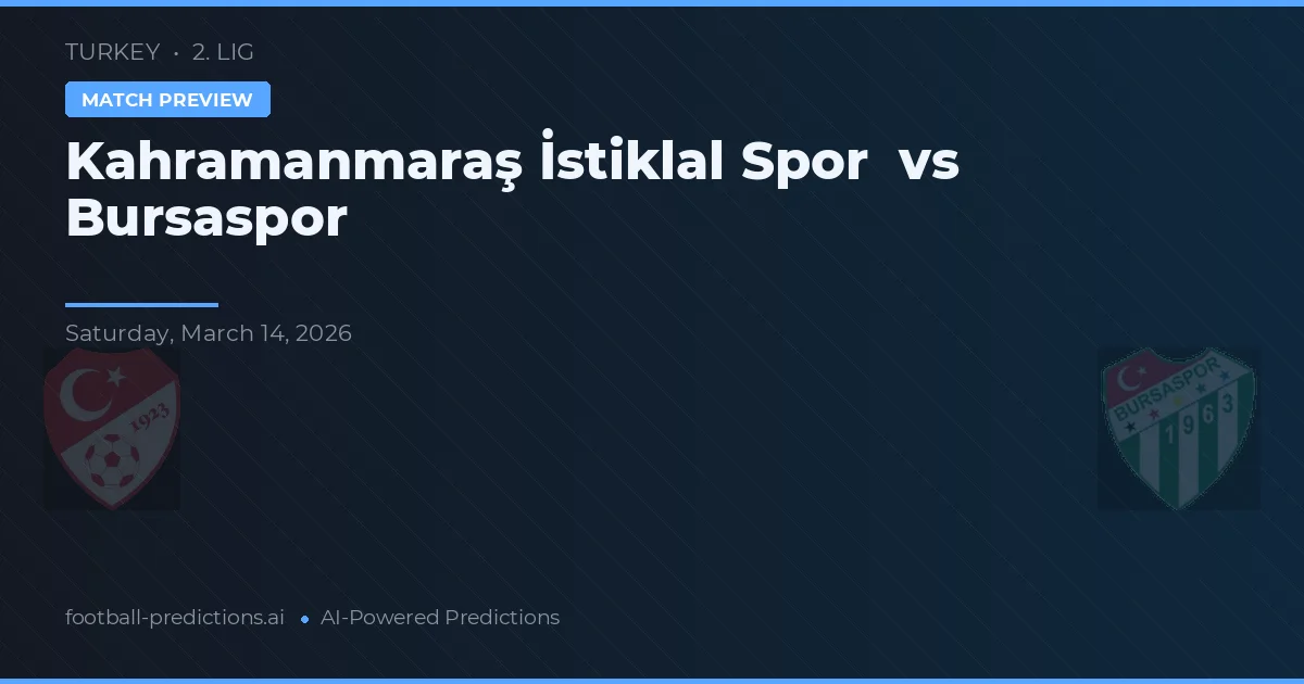 Kahramanmaraş İstiklal Spor vs Bursaspor — pronostic și avancronică meci