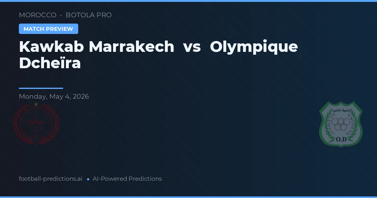 Kawkab Marrakech vs Olympique Dcheïra — pronostic și avancronică meci
