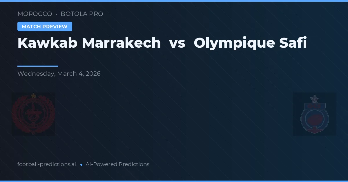 Kawkab Marrakech vs Olympique Safi — pronostic și avancronică meci