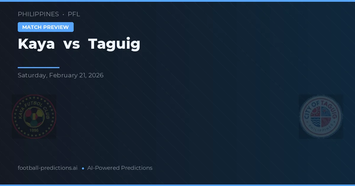 Kaya vs Taguig — pronostic și avancronică meci