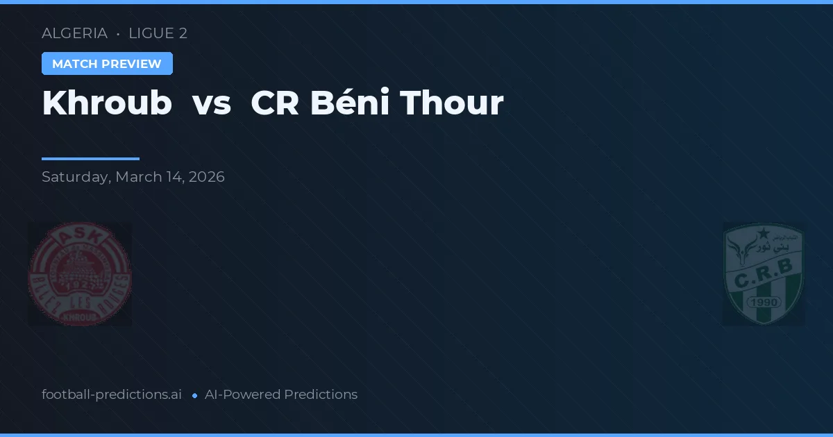 Khroub vs CRBéni Thour — pronostic și avancronică meci