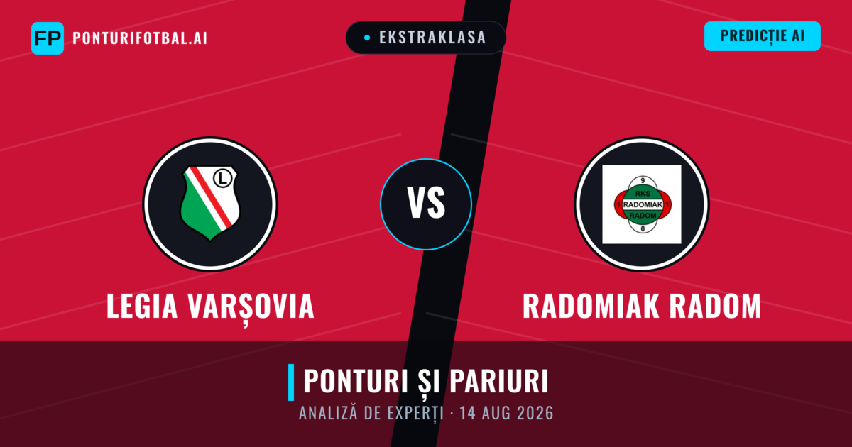 Legia Varșovia vs Radomiak Radom — pronostic și avancronică meci