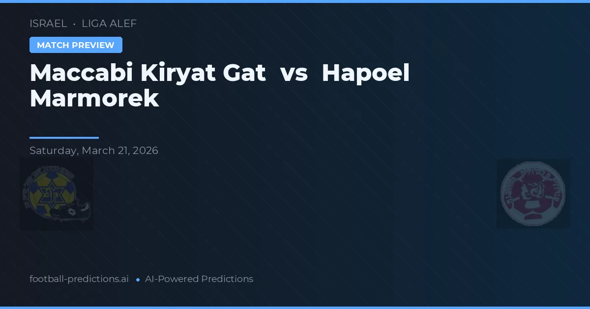 Maccabi Kiryat Gat vs Hapoel Marmorek — pronostic și avancronică meci