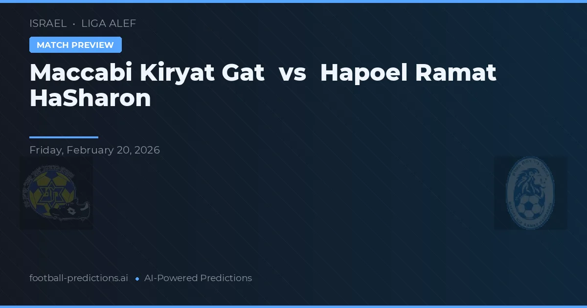 Maccabi Kiryat Gat vs Hapoel Ramat HaSharon — pronostic și avancronică meci