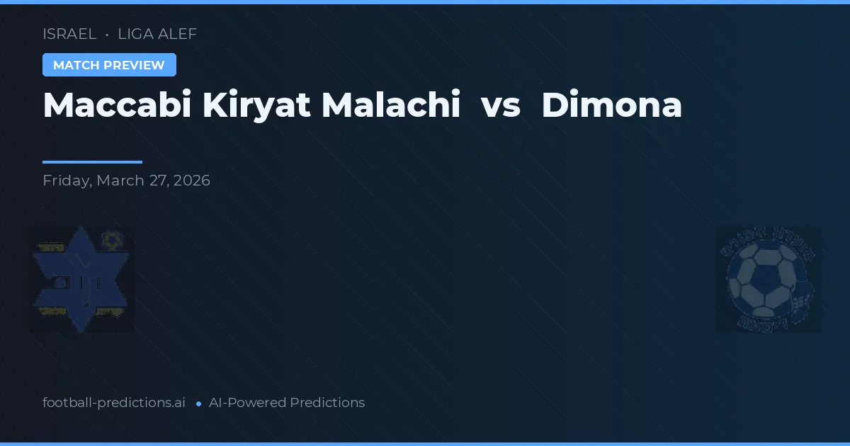 Maccabi Kiryat Malachi vs Dimona — pronostic și avancronică meci