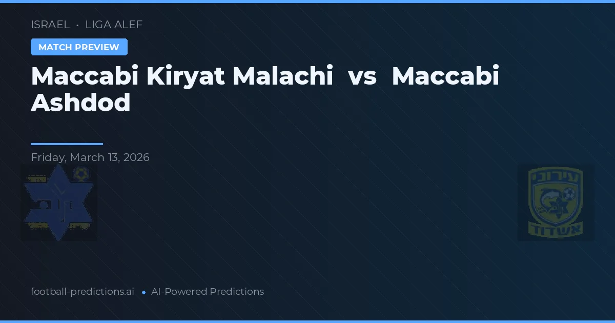 Maccabi Kiryat Malachi vs Maccabi Ashdod — pronostic și avancronică meci