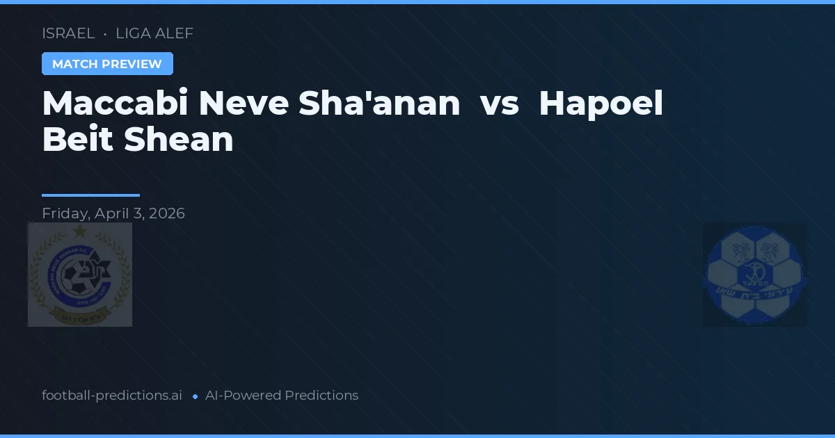 Maccabi Neve Sha'anan vs Hapoel Beit Shean — pronostic și avancronică meci