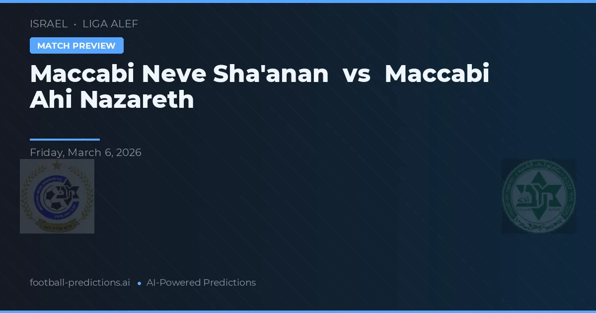 Maccabi Neve Sha'anan vs Maccabi Nazareth — pronostic și avancronică meci