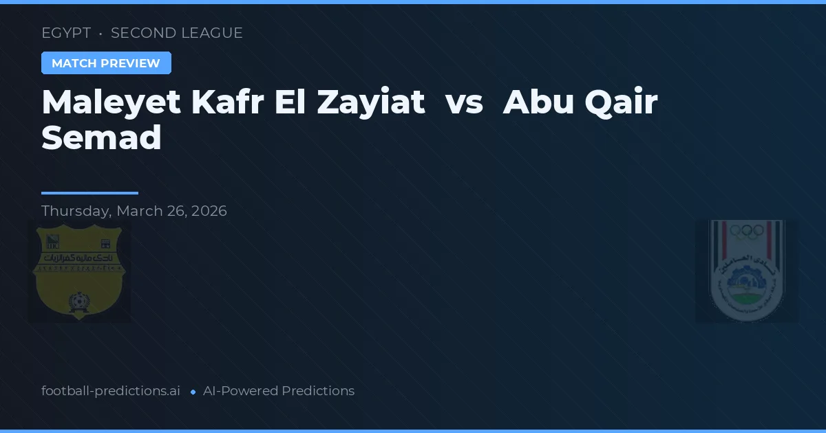 Maleyet Kafr El Zayiat vs Abu Qair Semad — pronostic și avancronică meci
