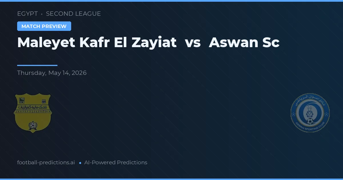 Maleyet Kafr El Zayiat vs Aswan SC — pronostic și avancronică meci