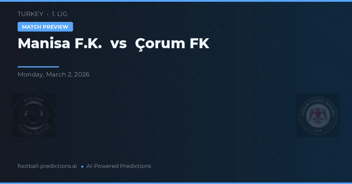 Manisa F.K. vs Çorum FK — pronostic și avancronică meci
