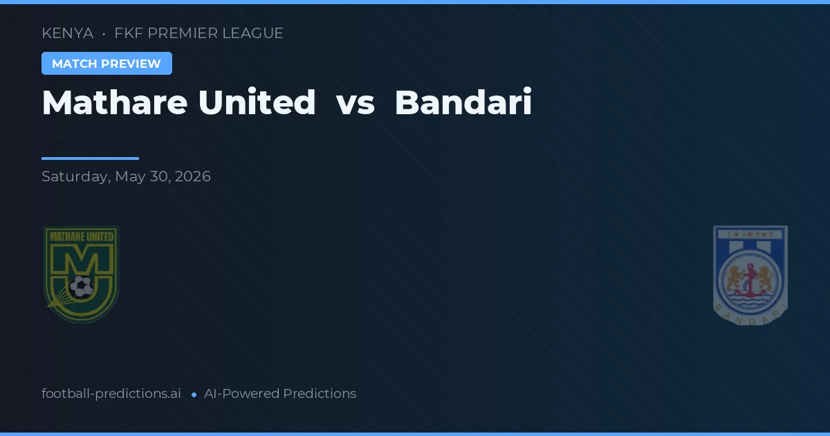 Mathare United vs Bandari — pronostic și avancronică meci